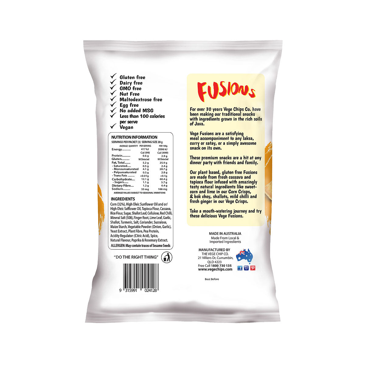 Vege Fusions Asian Vege Crisps 60g