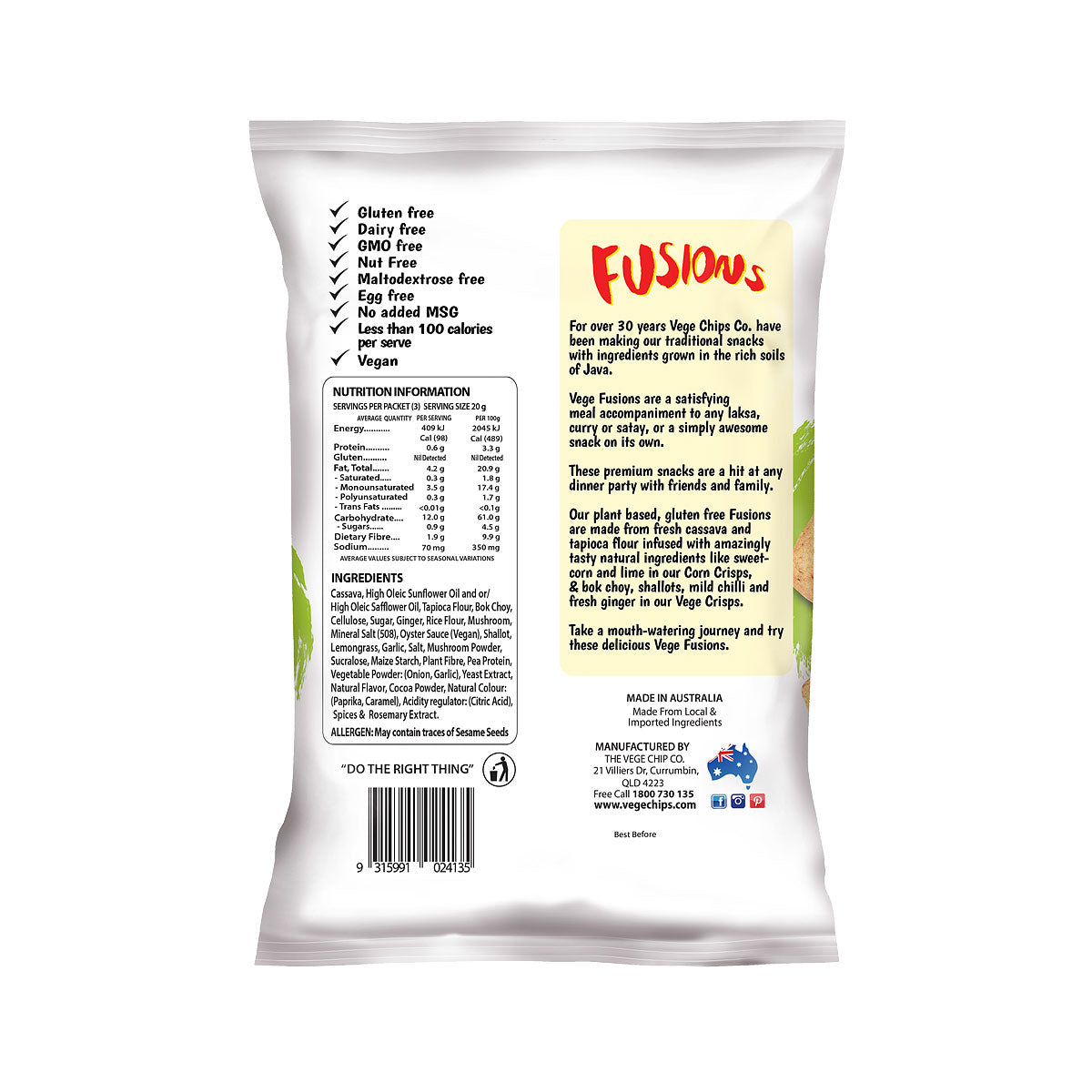 Vege Fusions Asian Corn Crisps 60g