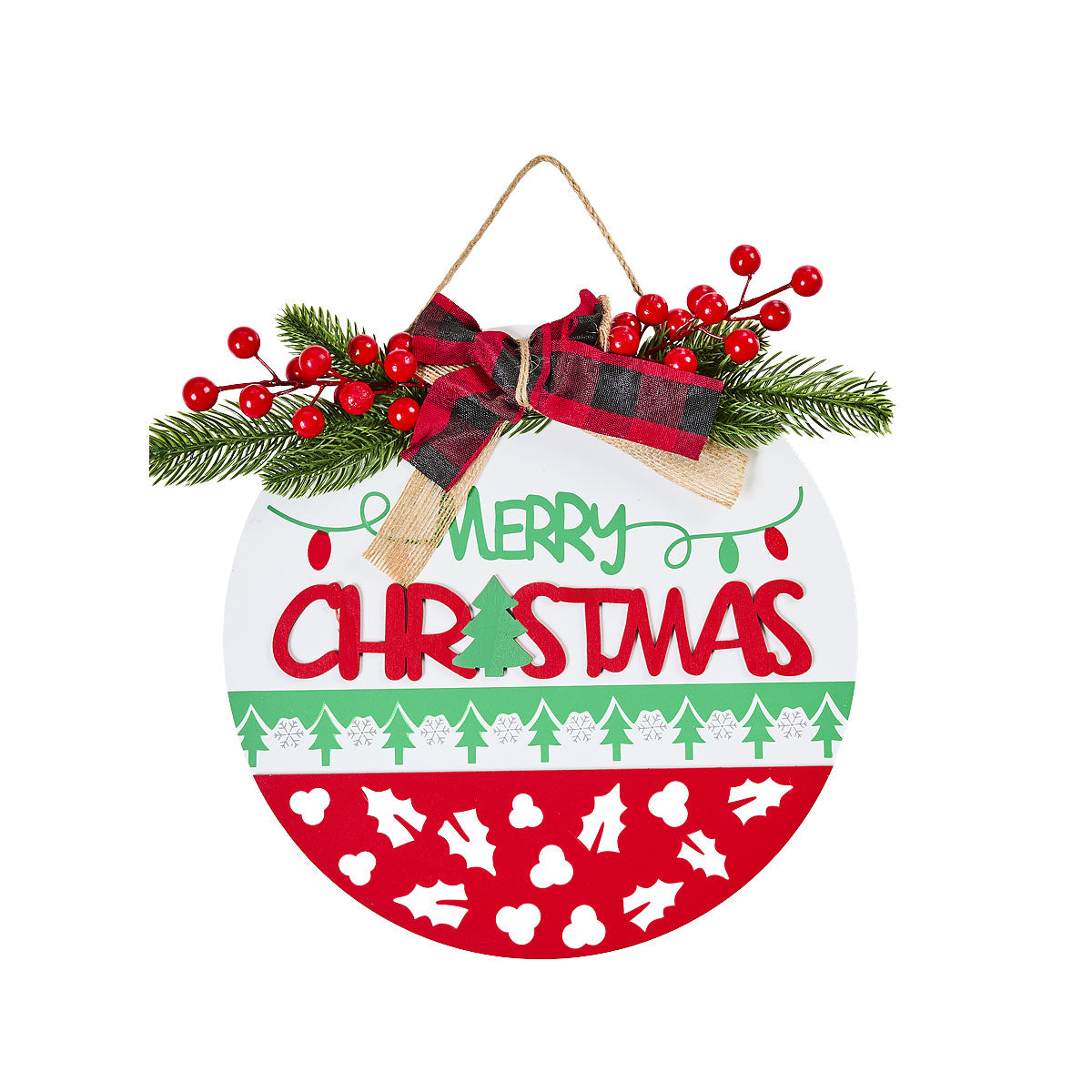 Christmas Round Plaque with Florals Large