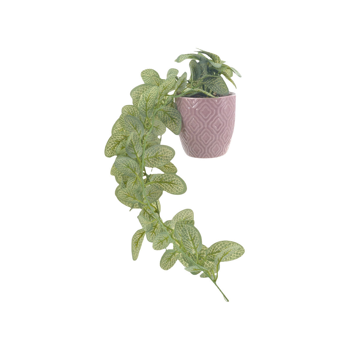 Hanging Faux Leaf in Pattern Pot Blue/Lilac