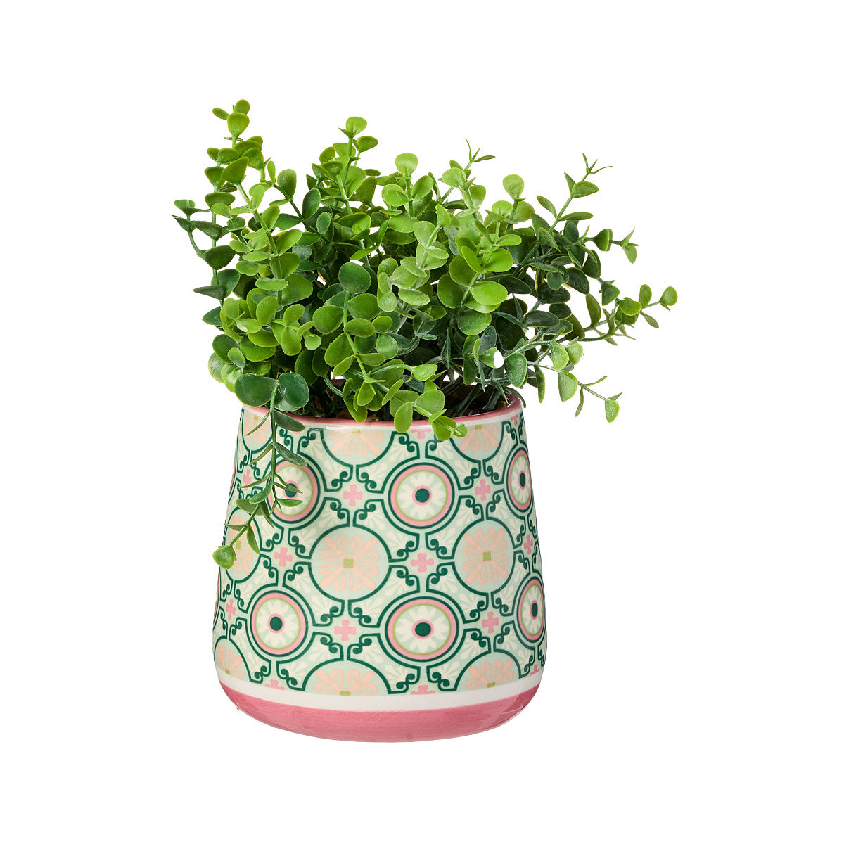 Faux Shrub/Succulent in Tile Pot