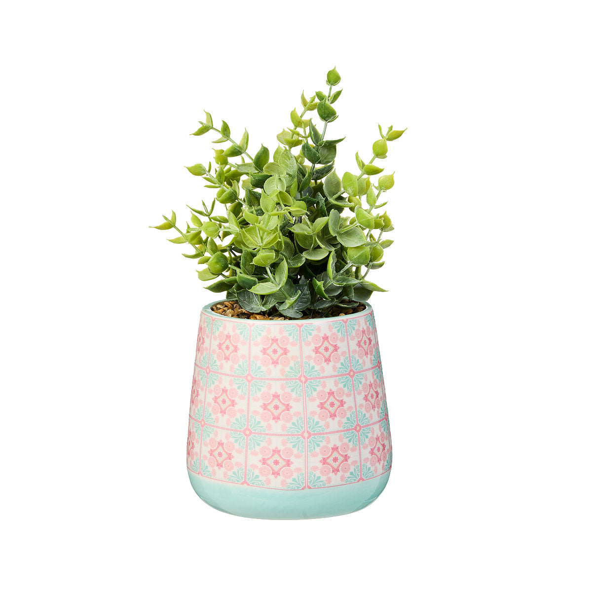 Faux Shrub/Succulent in Tile Pot