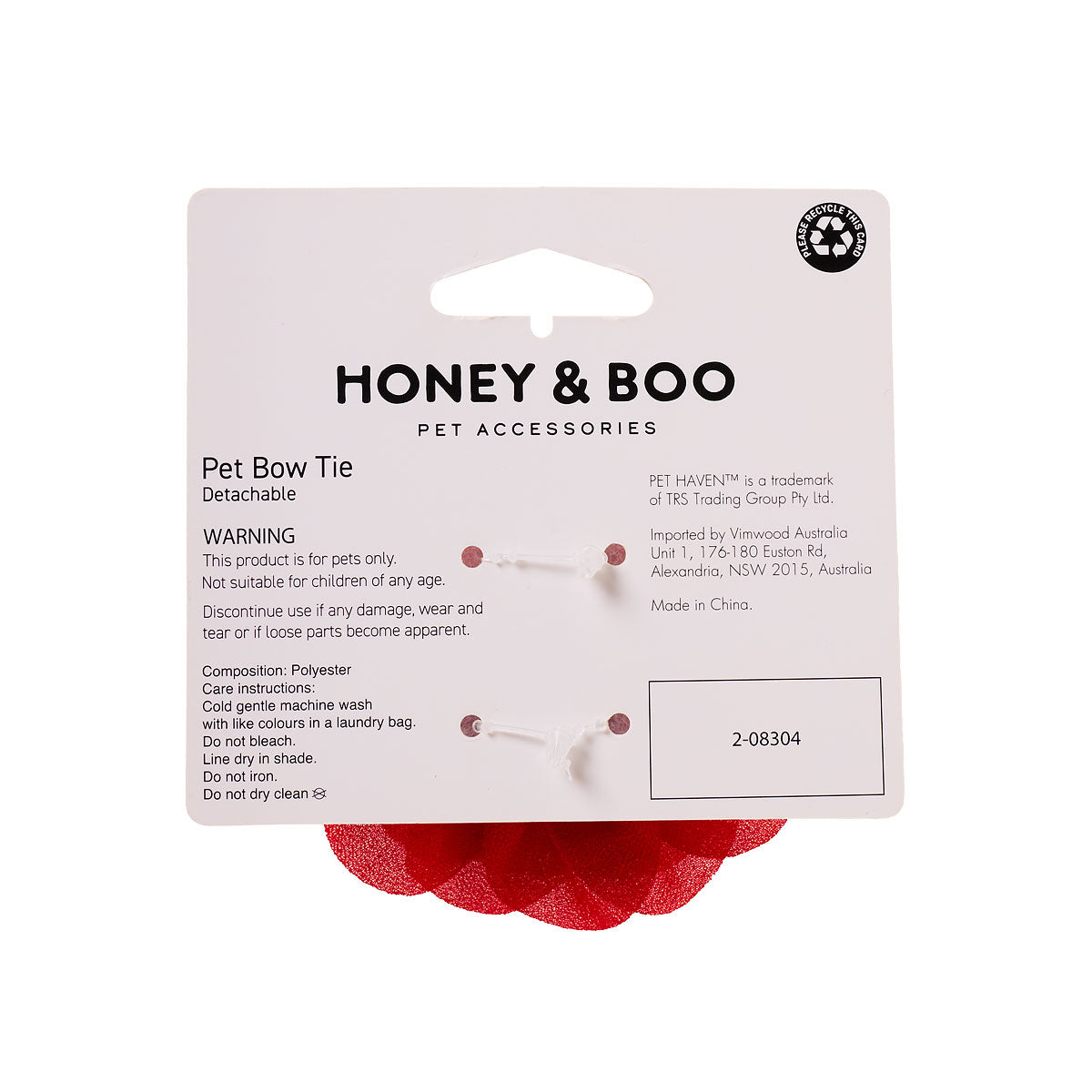 Honey & Boo Pet Bow Red Rose
