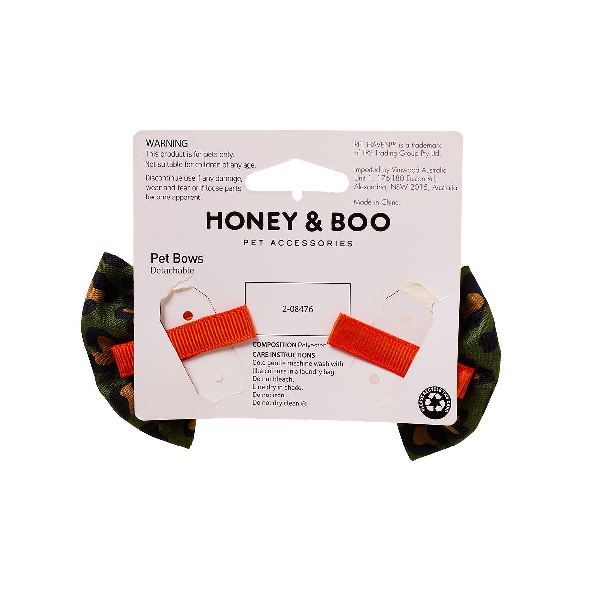 Honey & Boo Pet Bowclip Khaki 2pk