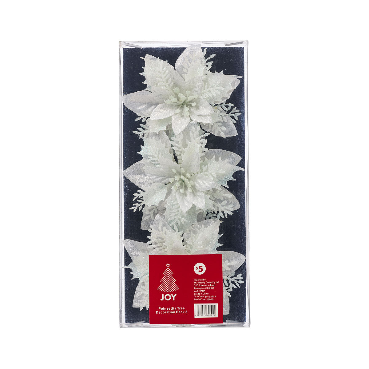 Christmas Tree Decoration Poinsettia Clips 3pk