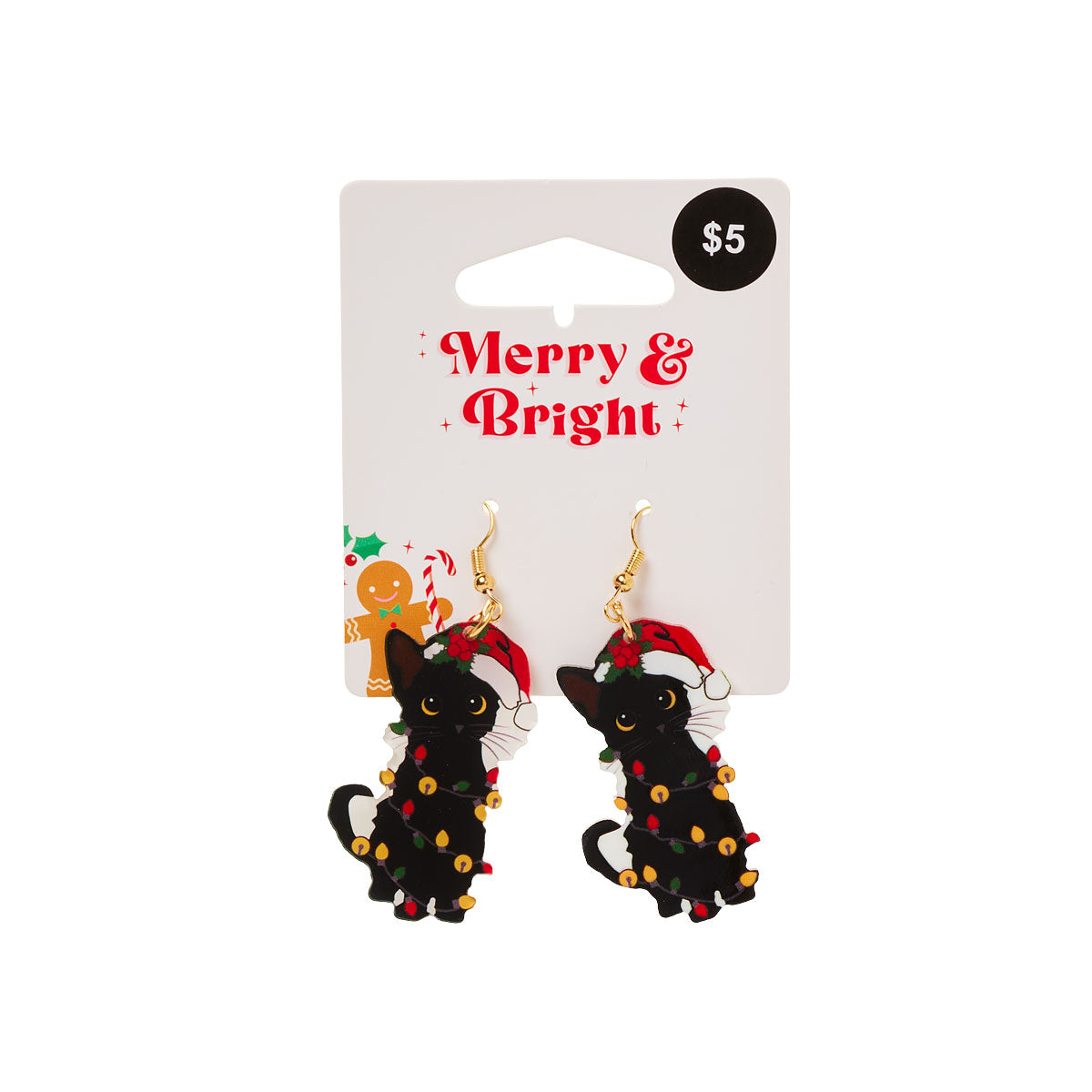 Christmas Earrings Santa Cat