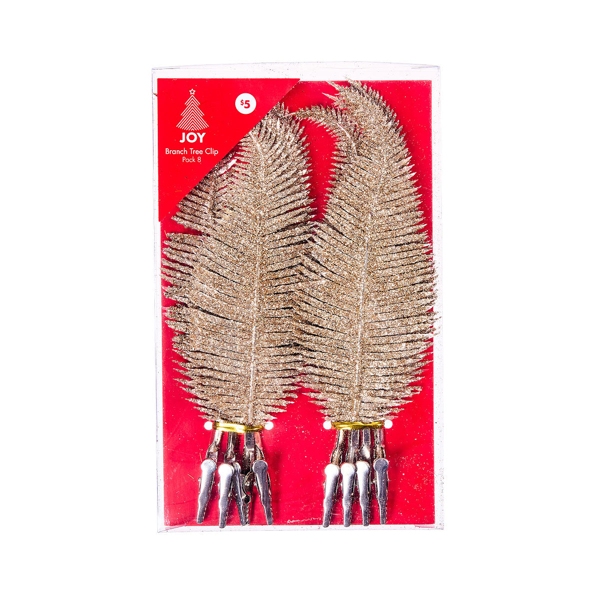 Christmas Mini Glitter Branch Clips 8pk