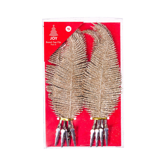 Christmas Mini Glitter Branch Clips 8pk