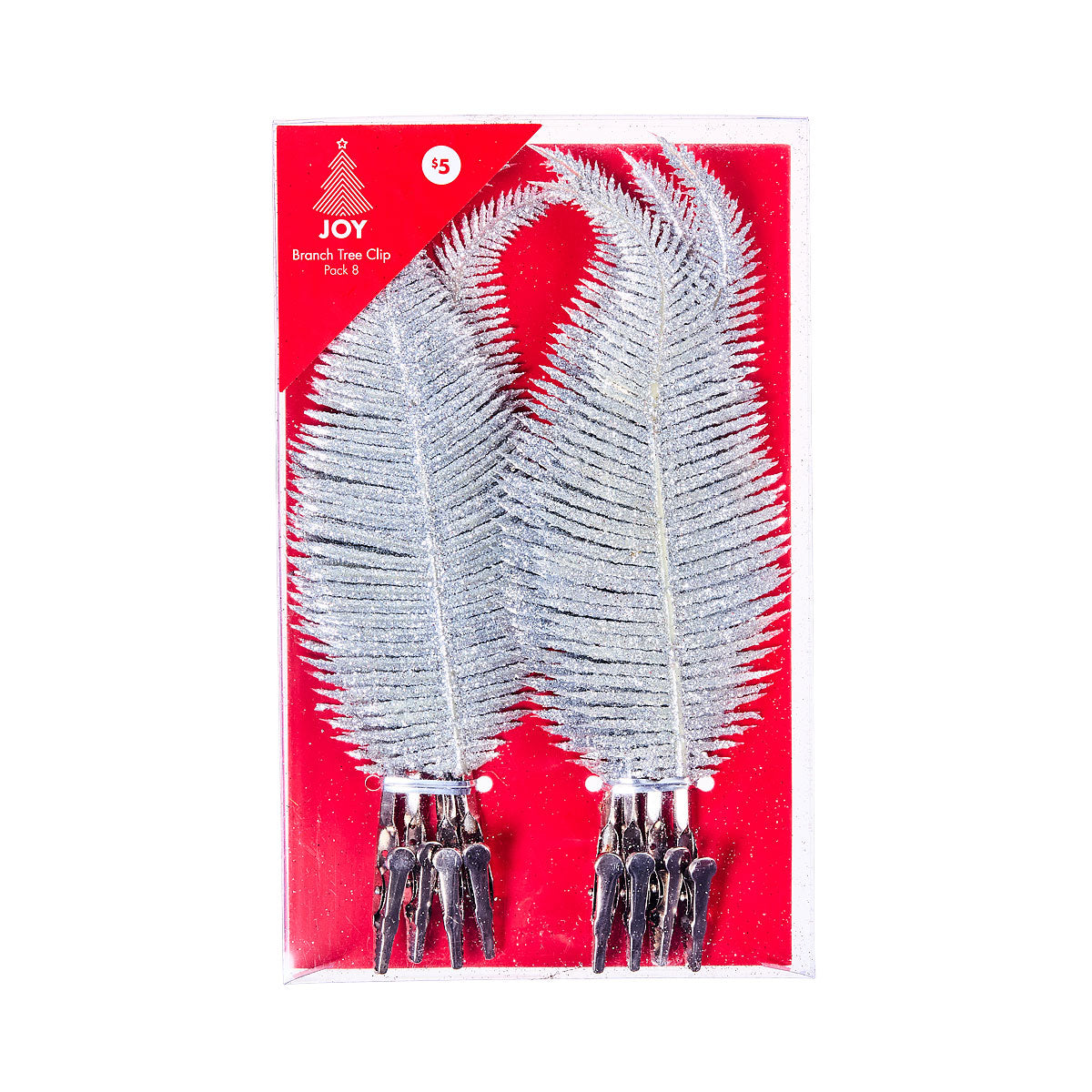Christmas Mini Glitter Branch Clips 8pk