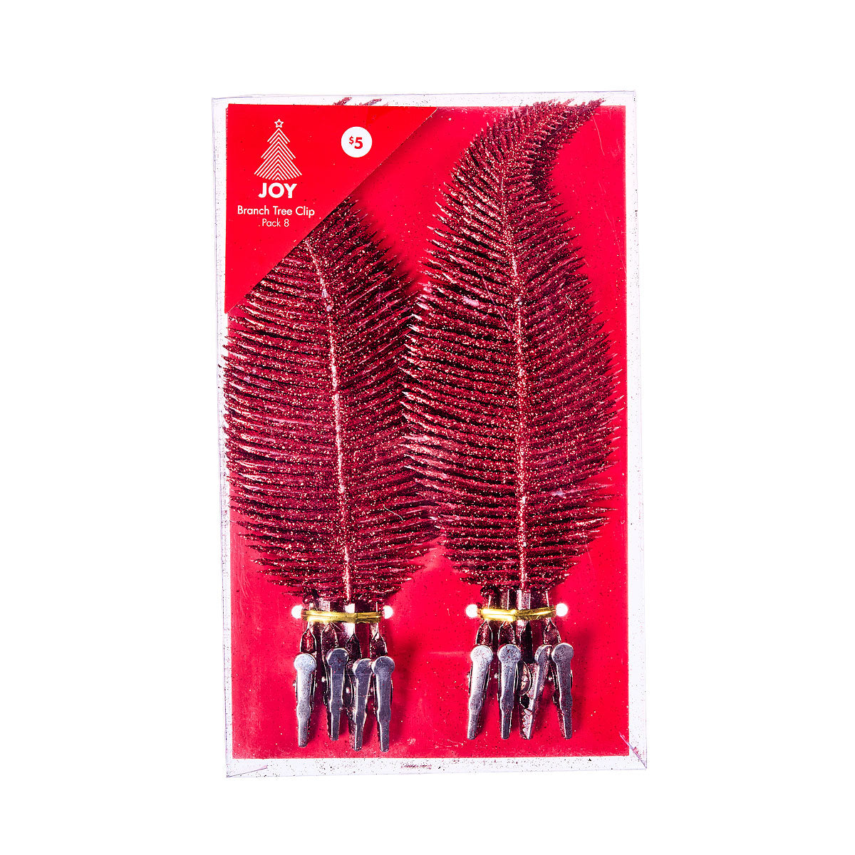 Christmas Mini Glitter Branch Clips 8pk