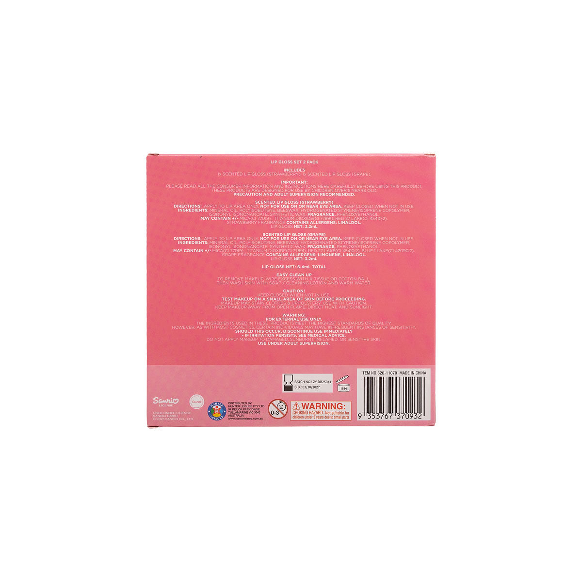 Hello Kitty Lip Gloss Swirl 3D Box Assorted