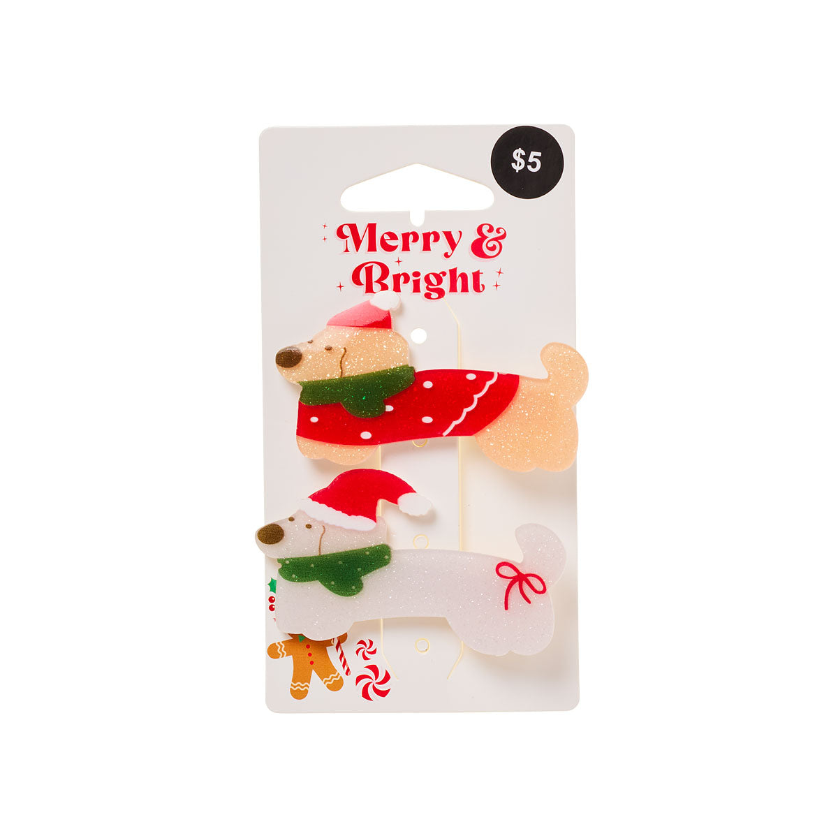 Christmas Clips Winter Dachshund 2pk