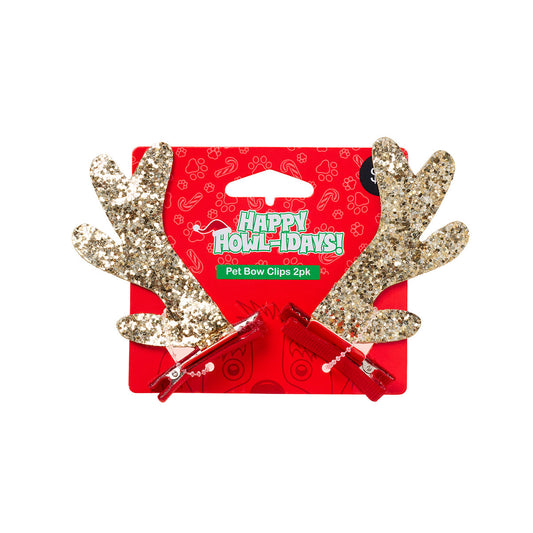 Christmas Pet Clip Gold Antler 2pk