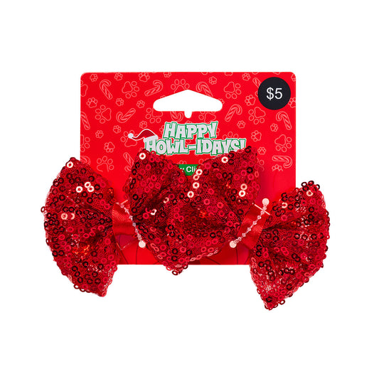 Christmas Pet Bow Clip Red 2pk