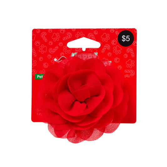 Christmas Pet Bow Felt Red Rose