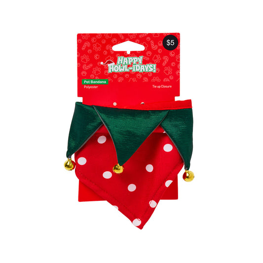 Christmas Pet Bandana Red Spot Bell