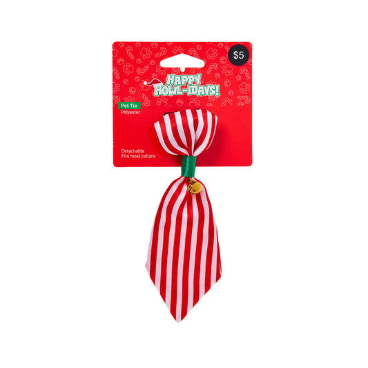 Christmas Pet Tie Red/White Stripe