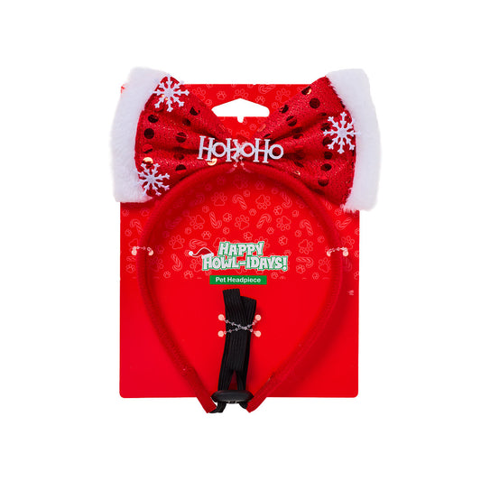 Christmas Pet Novelty Alice Band Ho Ho Bow