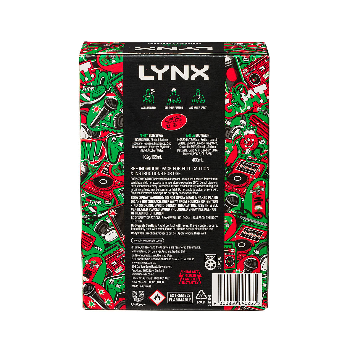 Lynx Africa Duo Men's Gift Set Body Spray/Body Wash