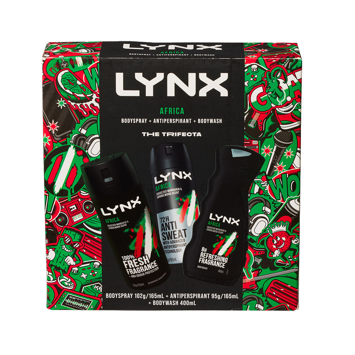 Lynx Africa Trio Men's Body Spray, Antiperspirant & Body Wash