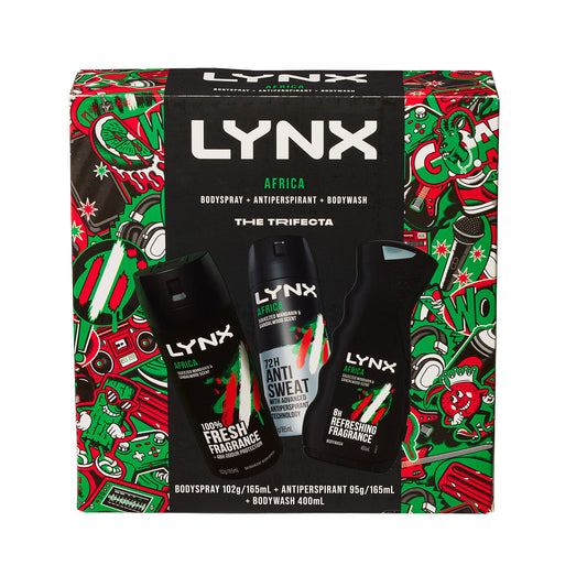 Lynx Africa Trio Men's Body Spray, Antiperspirant & Body Wash