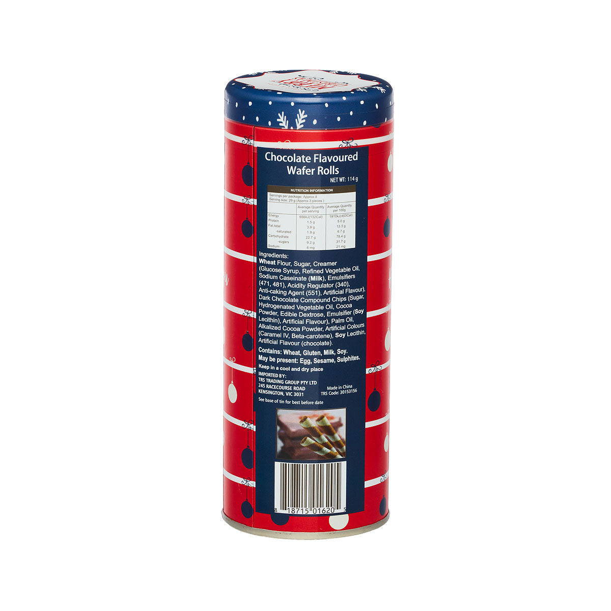 Christmas Tube Tin With Wafers 114g