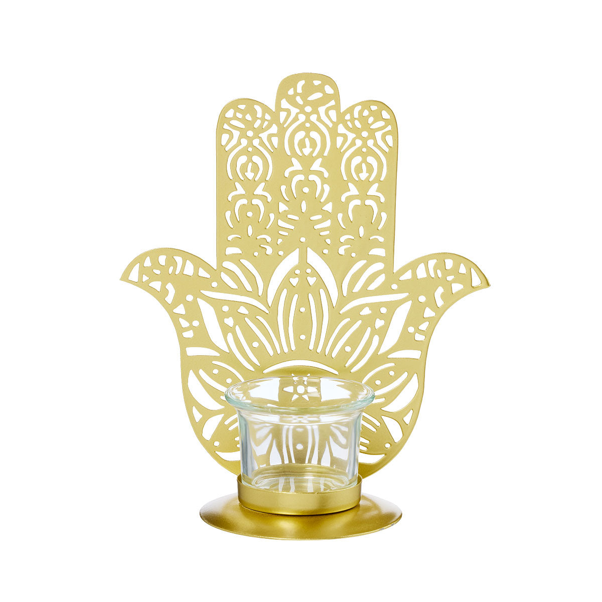 Metal Hamsa Candle Holder Gold