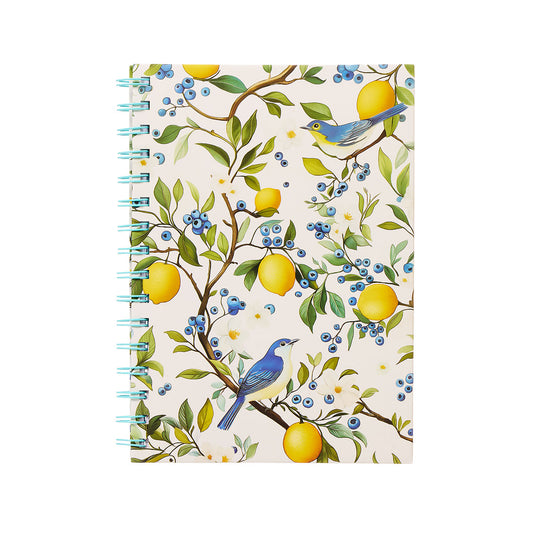 A5 Hard Cover Notebook Birds & Lemons