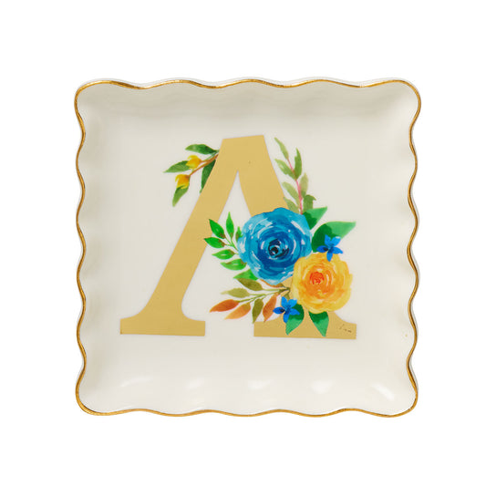 Floral Monogram Trinket Dish Assorted