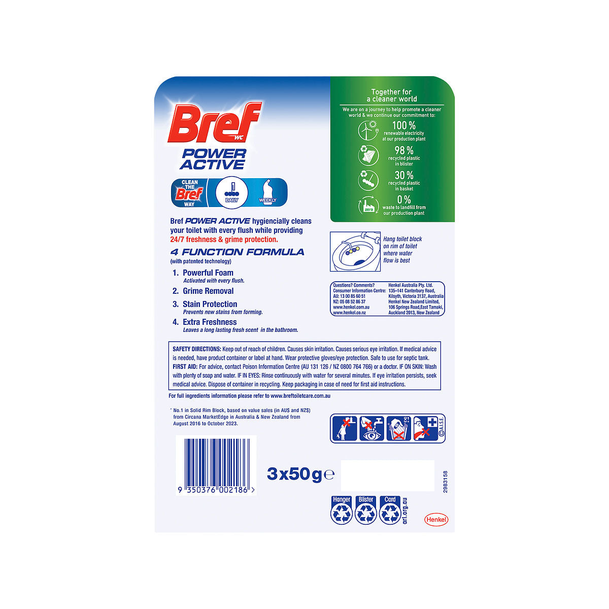 Bref Cage Power Active Juicy Lemon 50g 3pk