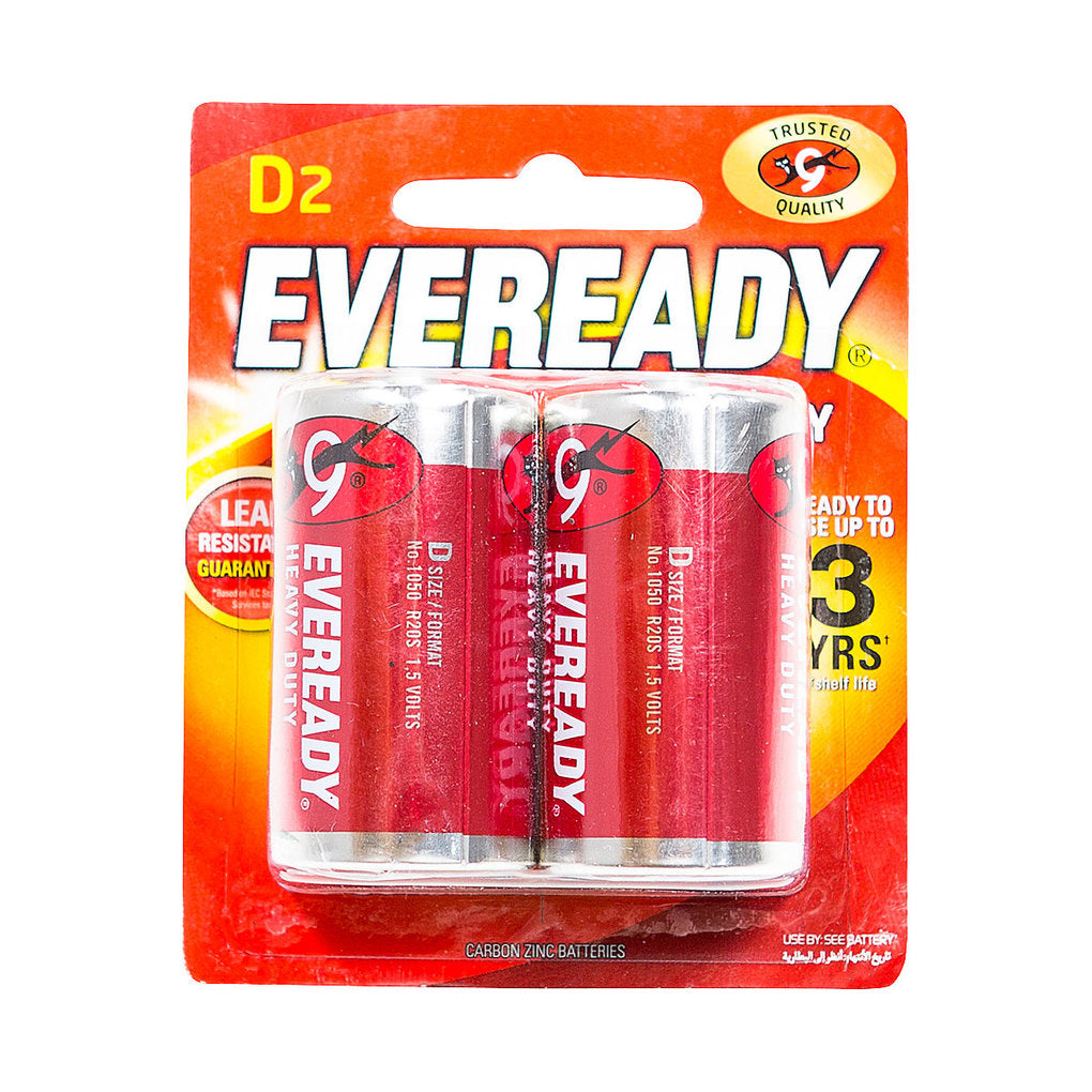 Eveready D Heavy Duty Batteries 2pk