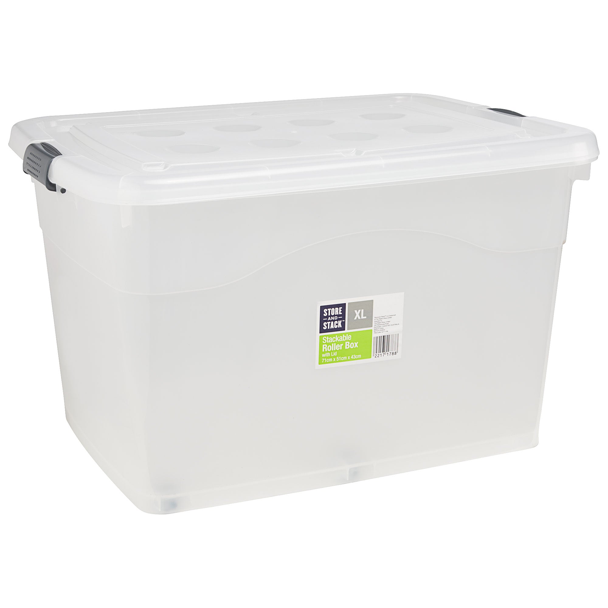 Store N Stack Storage Roller Box with Lid 120L The Reject Shop