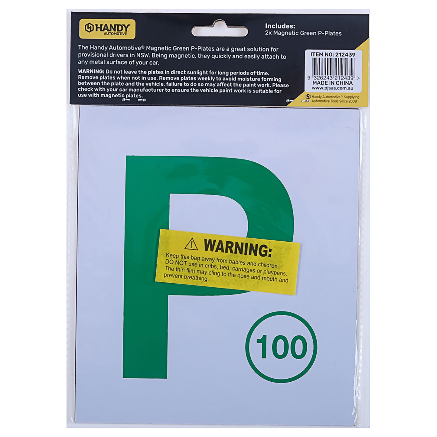 Handy Auto Magnetic P Plate Green NSW 2pk