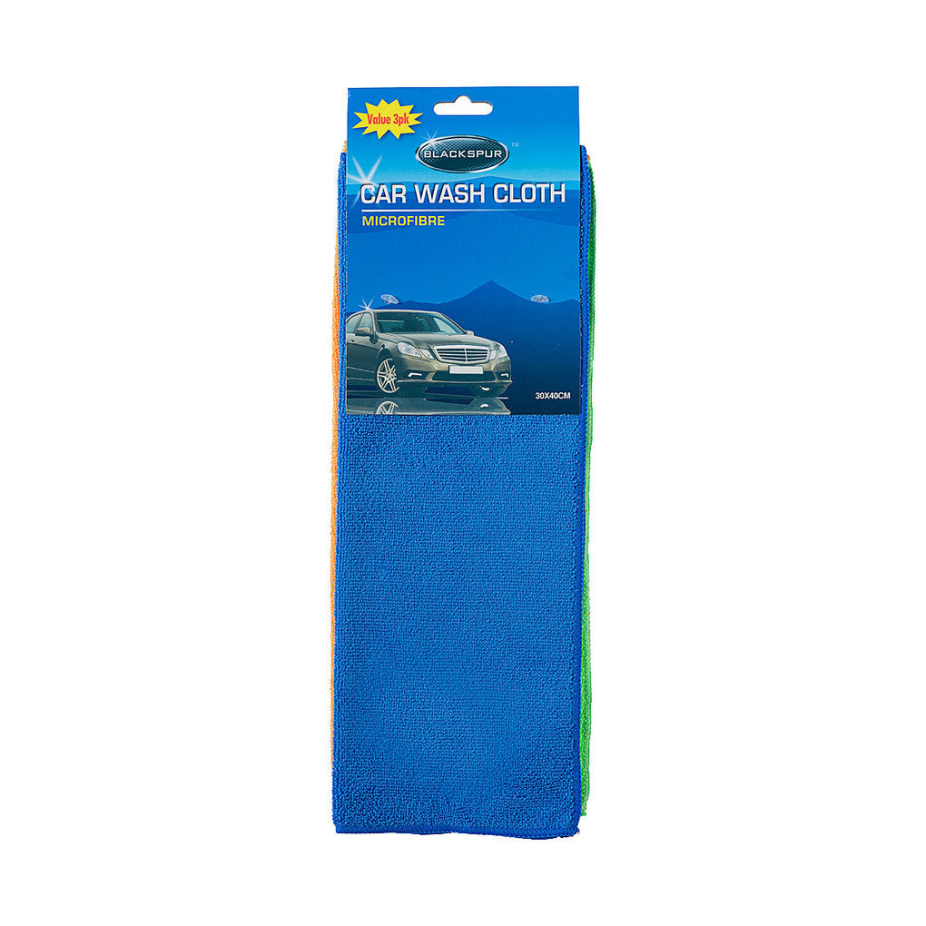 Blackspur Microfibre Car Wash Cloth 3pk