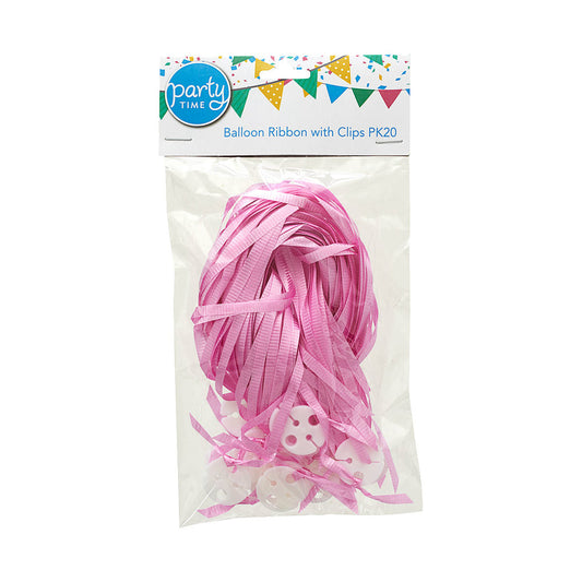 Balloon Ribbon With Clip 20pk