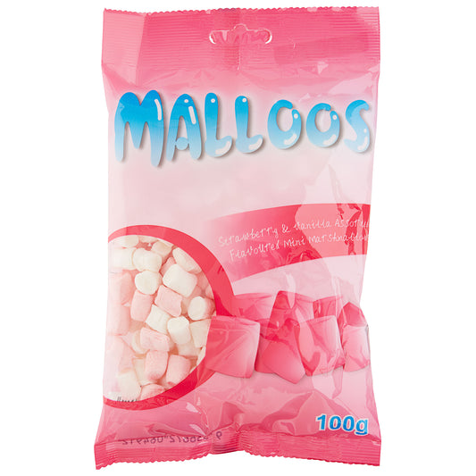 Malloos Strawberry & Vanilla Mini Marshmallows Sharebag 100g