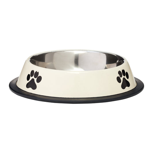 Dog Bowl Stainless Steel With Paw Print 21cm