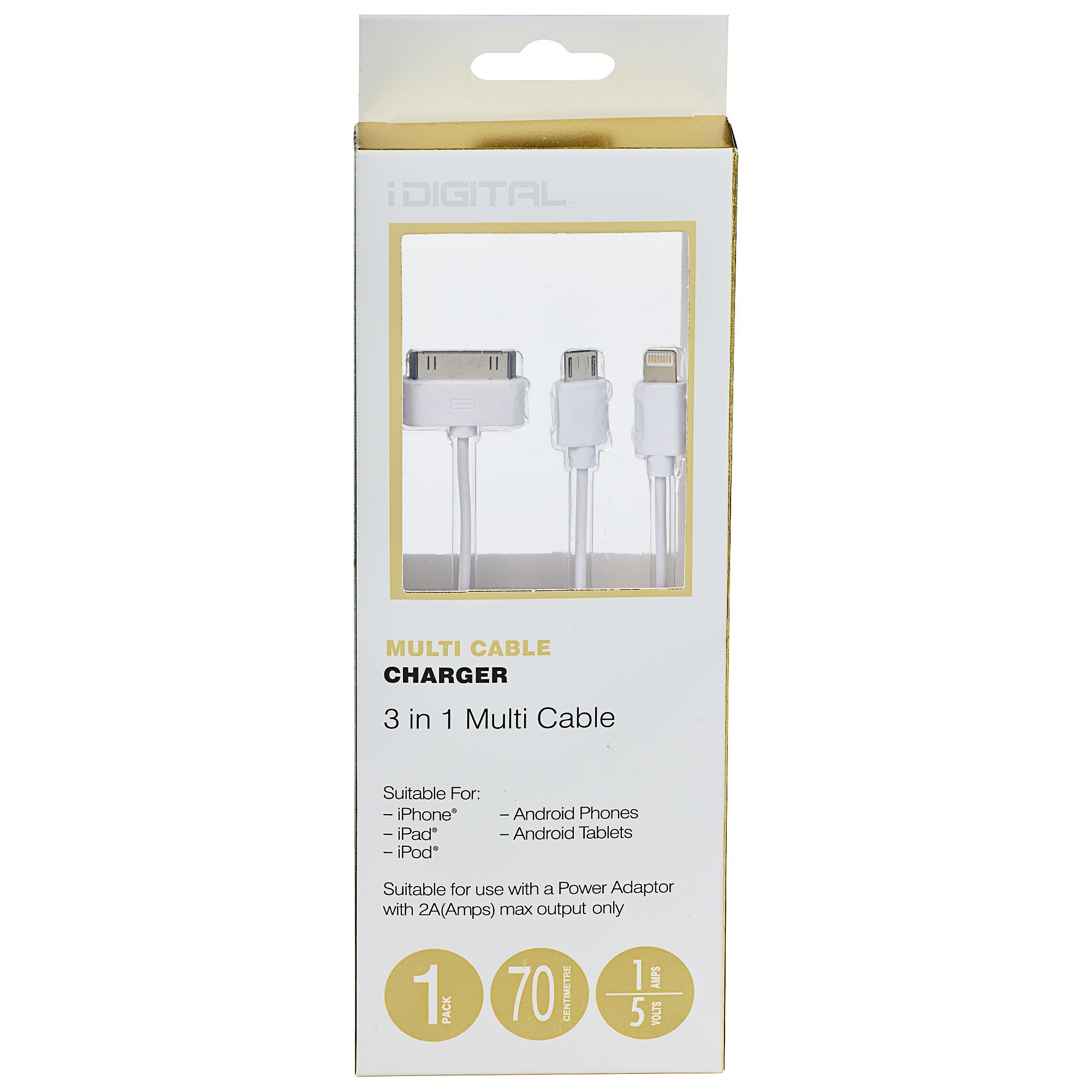 3 In 1 Usb Cable 70cm The Reject Shop