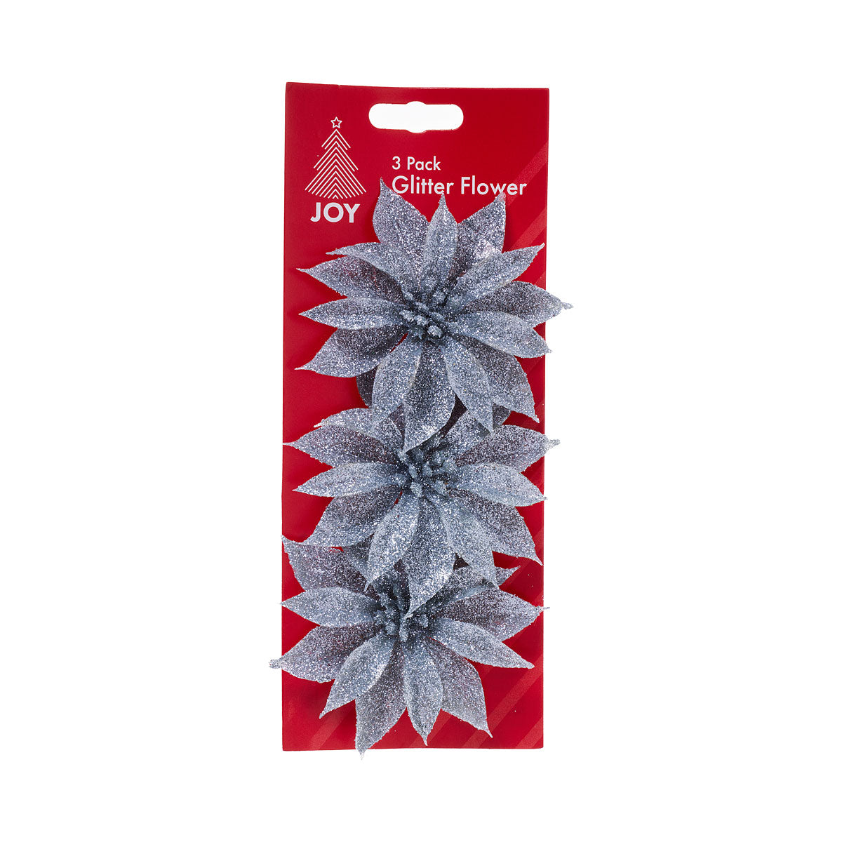 Christmas Clip Flower Glittered 3pk