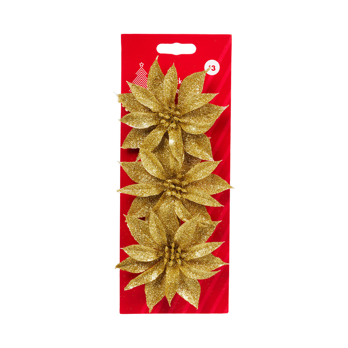 Christmas Clip Flower Glittered 3pk