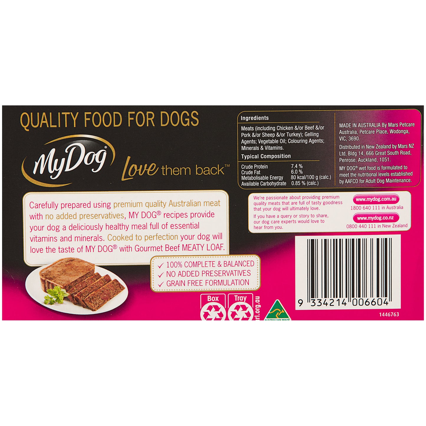 My Dog Gourmet Beef 100g 6pk