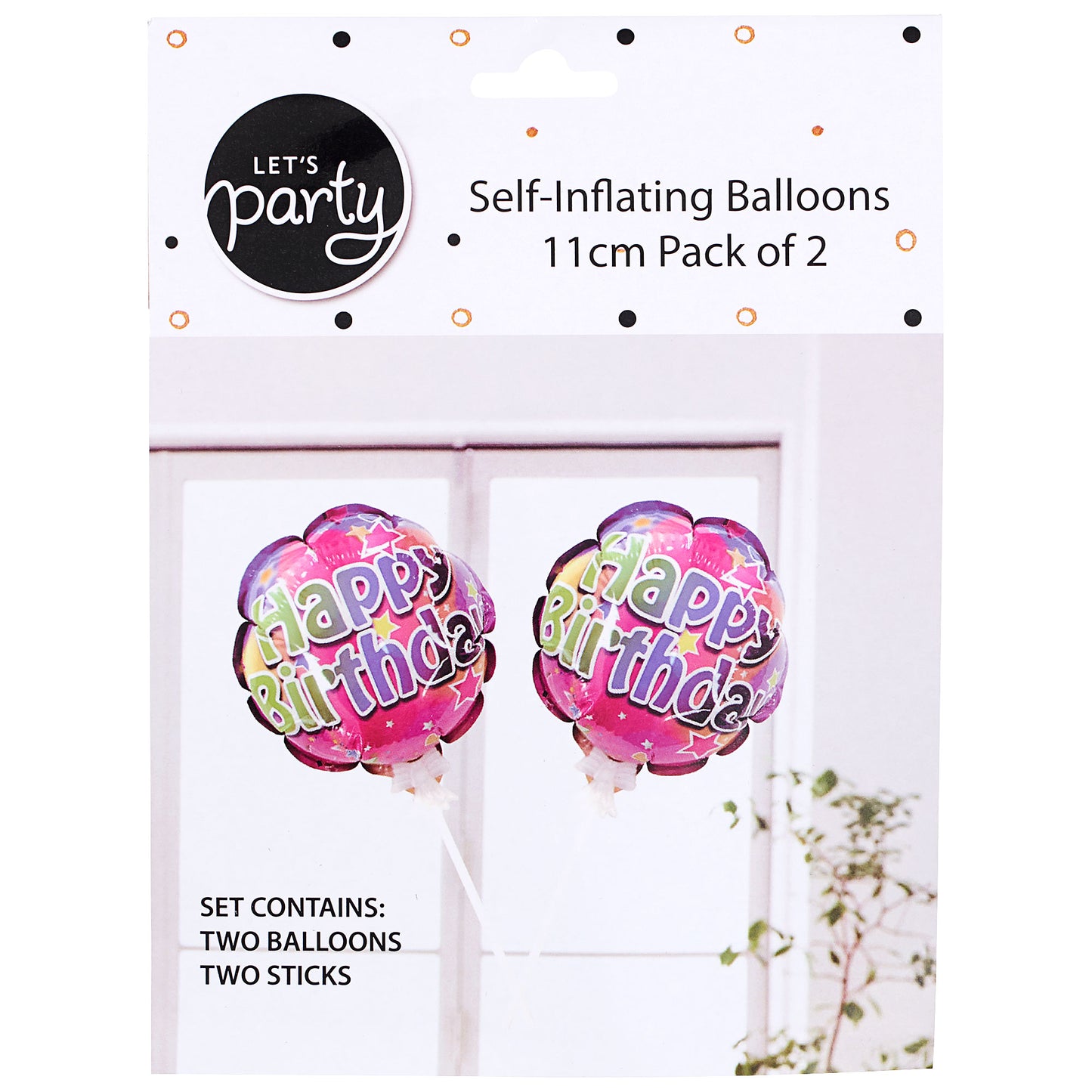 Happy Birthday Balloons Self Inflate 2pk