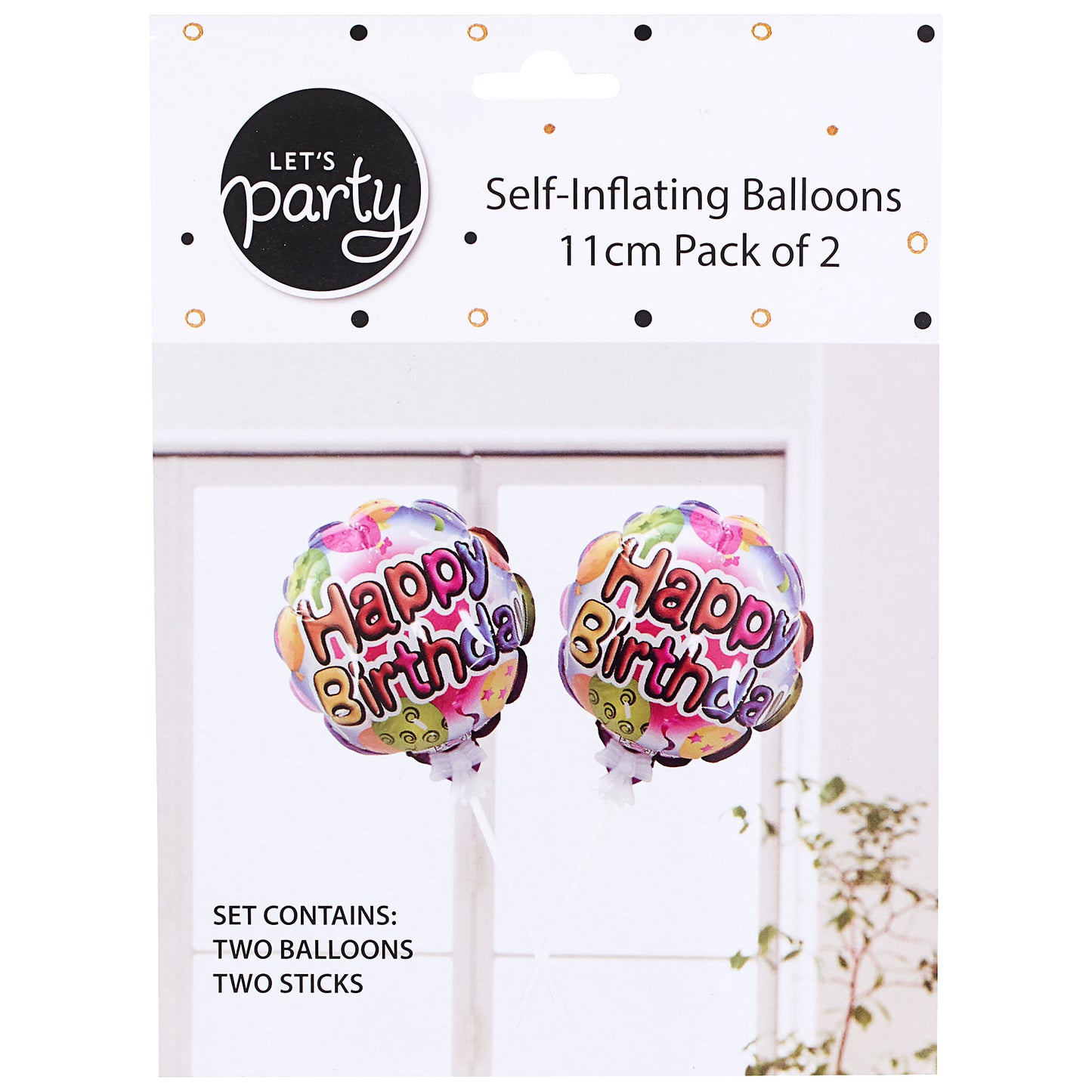 Happy Birthday Balloons Self Inflate 2pk