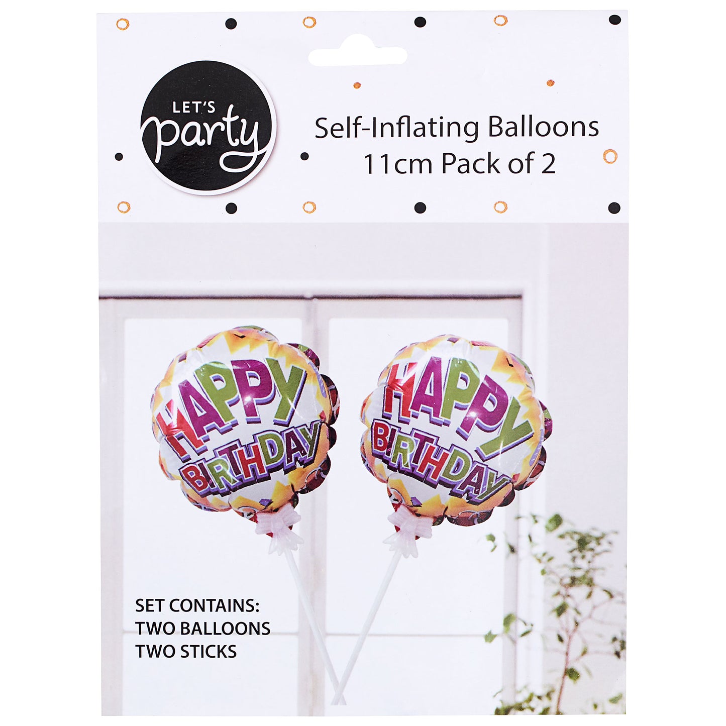 Happy Birthday Balloons Self Inflate 2pk