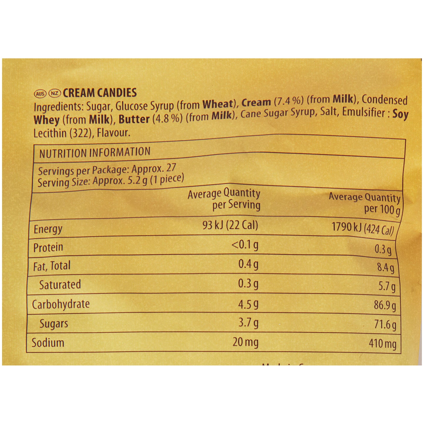 Werthers Original Cream Candies 140g