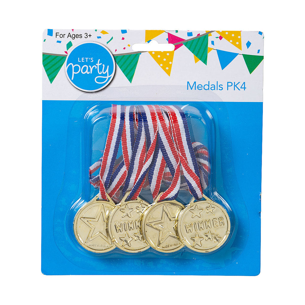 Let's Party Party Toy Winner's Medal 4pk