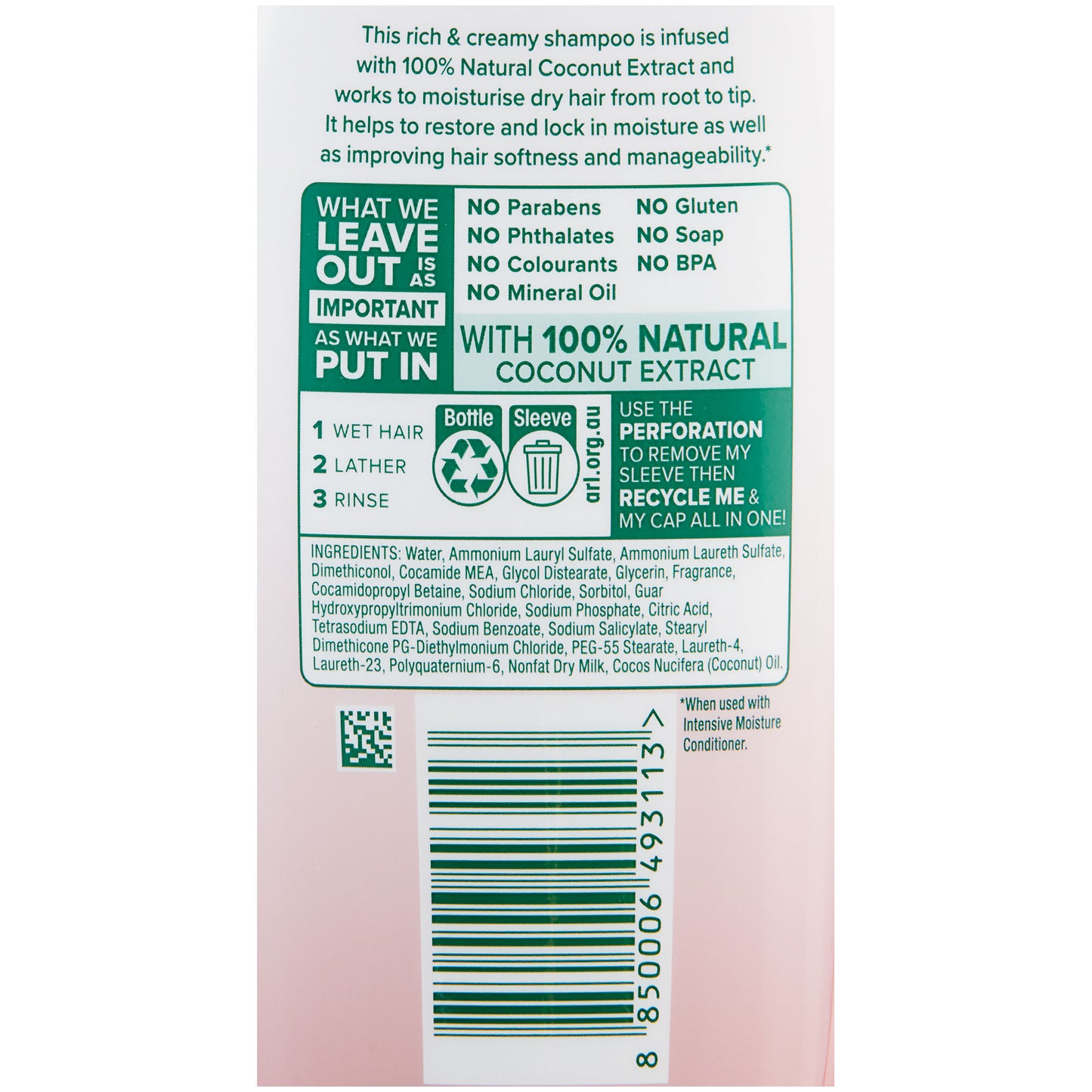 Palmolive Shampoo Intensive Coconut Cream 350mL