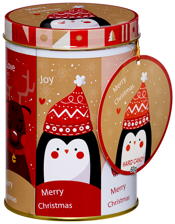 Christmas Round Tin With Hard Candy 60g