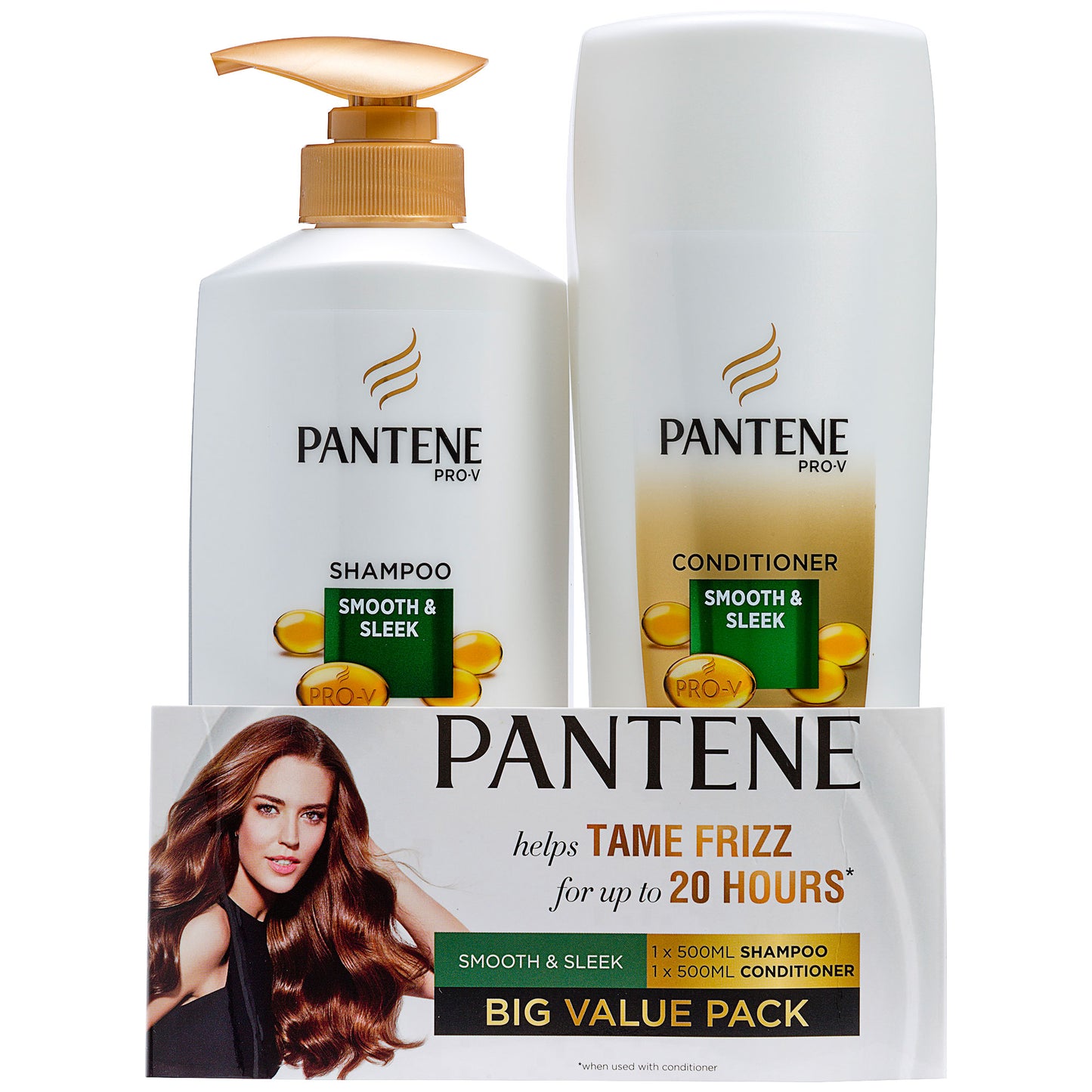 Pantene Smooth & Sleek Shampoo & Conditioner Value Pack 500mL