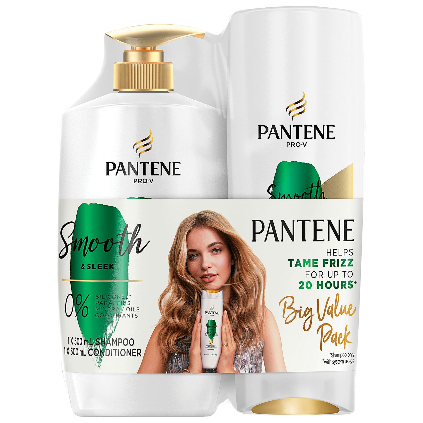 Pantene Smooth & Sleek Shampoo & Conditioner Value Pack 500mL